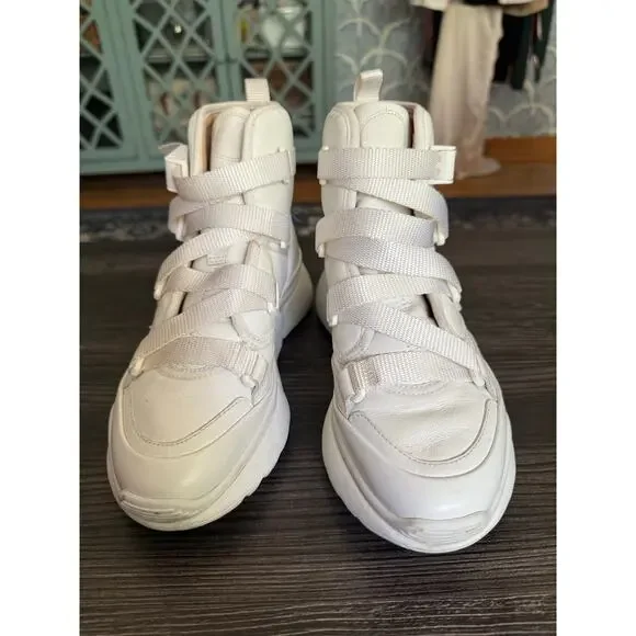 Chloé White Lambskin Leather Sonnie Western High Top Sneakers Sz. 36 - Picture 9 of 11